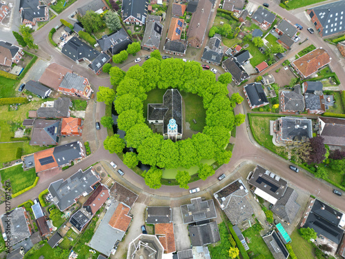 Aerial view of the small village of Spijk, Groningen, The Netherlands photo