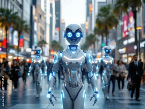 Wallpaper Mural Futuristic Robots in Urban Environment" Torontodigital.ca