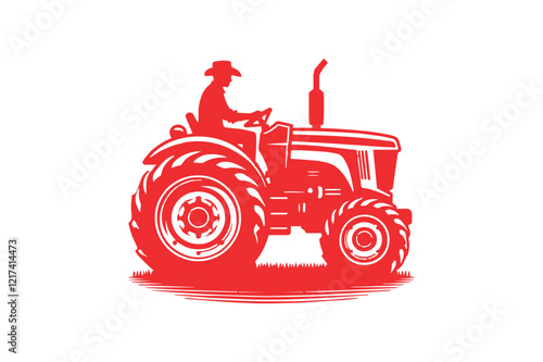 A vector silhouette of Farm Prodigy tractor with a white background.