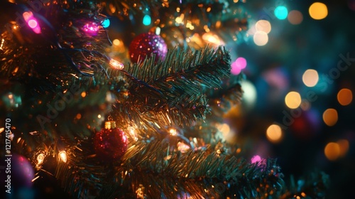 Wallpaper Mural Sparkling Christmas Tree, Festive Holiday Decorations Torontodigital.ca