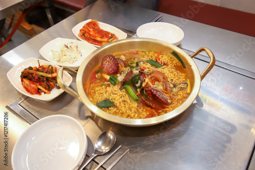 Seafood added to Korean instant ramen. Seafood Ramen photo