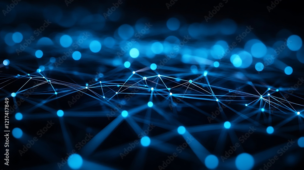 Abstract representation of interconnected nodes and lines in a digital network. Abstract representation of interconnected nodes and lines in a digital network.