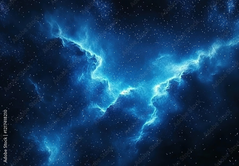Fototapeta premium A blue nebula cloud in space, with a background of stars. A cinematic scene