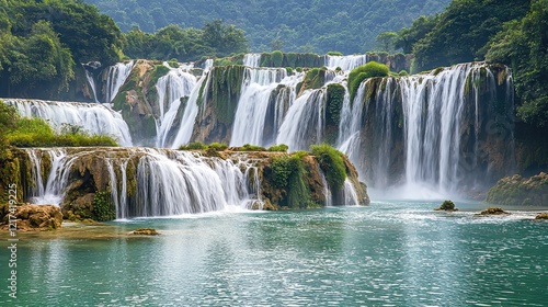 Majestic Waterfall , Breathtaking Cascade of Water