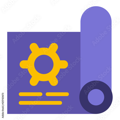 Vector Design Blueprint Roll Icon Style