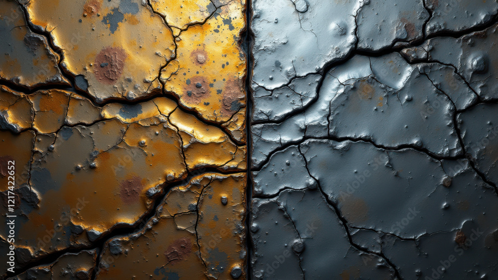 A side-by-side comparison of oxidized metal surfaces showing the effects of rusting. A side-by-side comparison of oxidized metal surfaces showing the effects of rusting.