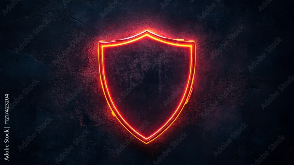 Fototapeta premium Vibrant Neon Shield Graphic Design