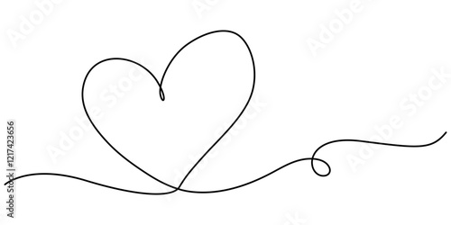 Hand drawn doodle heart. Stroke is editable so you can make it thiner or thicker. Continuous seamless line art drawing, Heart shape outline, Continuous line icon, One line  Drawing or illustration. 