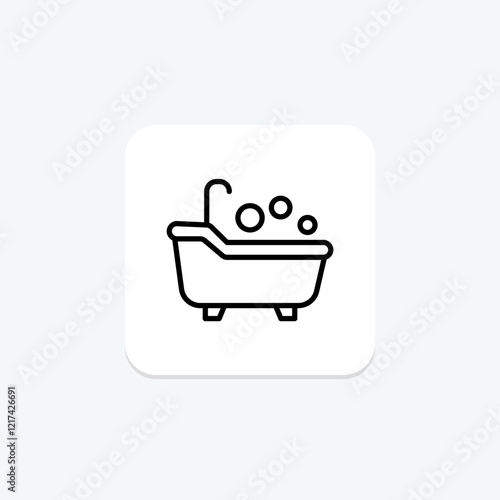 Bath Tub line icon, vector, pixel perfect, illustrator file