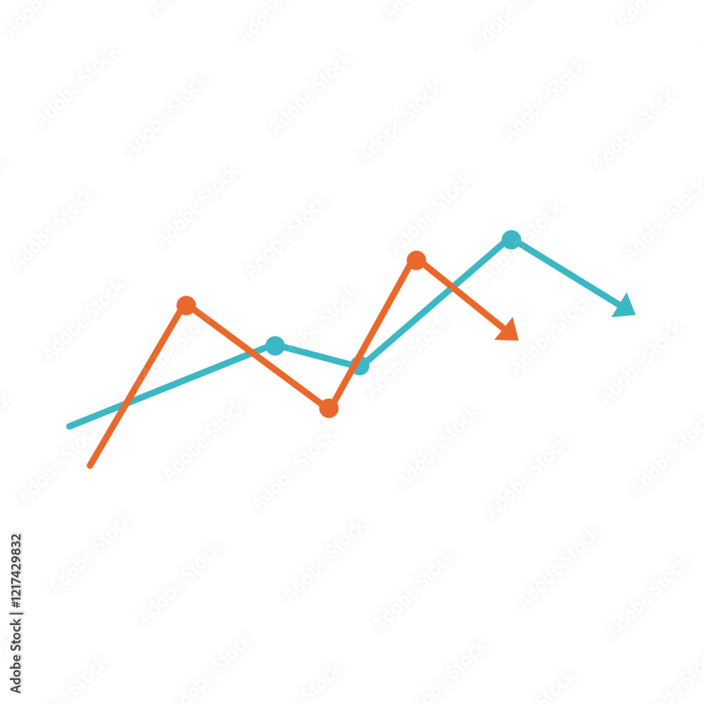 Data analysis graph. Multicolored line chart. Data analysis graph. Multicolored line chart.