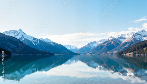 Wallpaper Mural Tranquil mountain lake reflecting snowy peaks, serenity in nature Torontodigital.ca