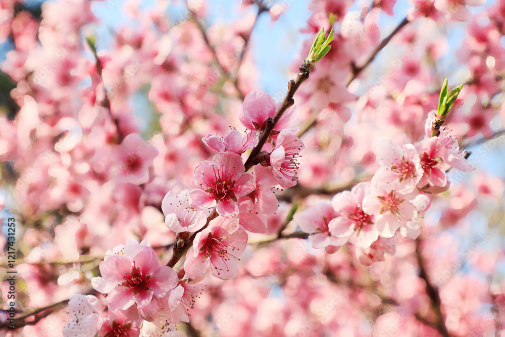 Cherry Blossoms in a Garden, Germany, Europe.