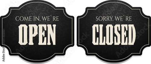Open and Closed signs. Vector illustration.