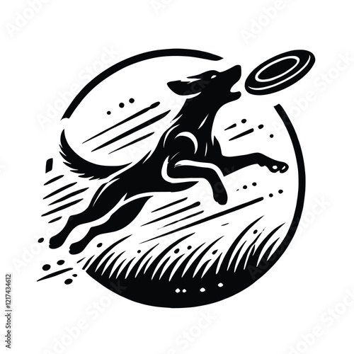 Dog Chasing Frisbee