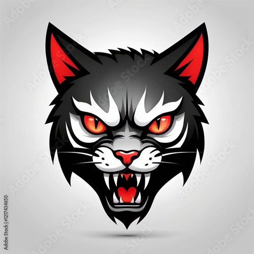 Angry cat vector illustration.Perfect for app logo or product logo