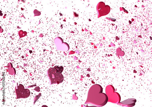 realistic isolated heart confetti on the transparent background for decoration and covering. Concept of Happy Valentine's Day,