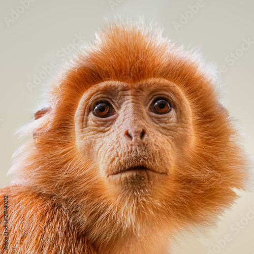 Portrait of an orange Javan Langur photo