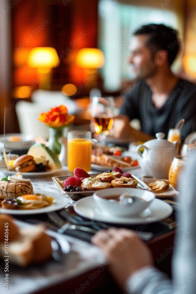 Luxurious Breakfast Experience: Gourmet Dining at a Five-Star Hotel with Elegant Settings Luxurious Breakfast Experience: Gourmet Dining at a Five-Star Hotel with Elegant Settings
