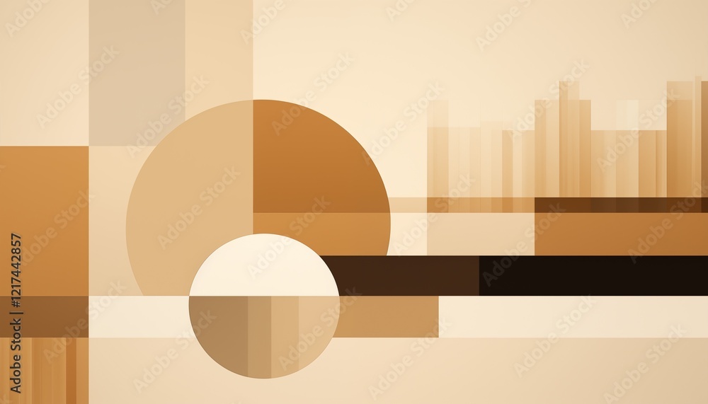 object pattern with circle square line, brown beige ivory object pattern with circle square line, brown beige ivory