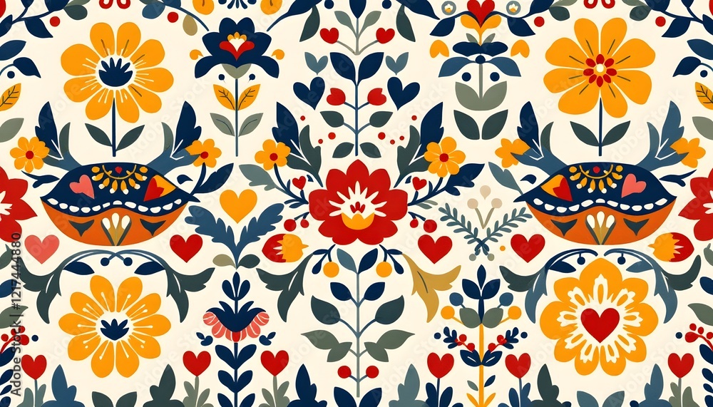Vibrant Floral Pattern Seamless Design for Fabric and Print Vibrant Floral Pattern Seamless Design for Fabric and Print