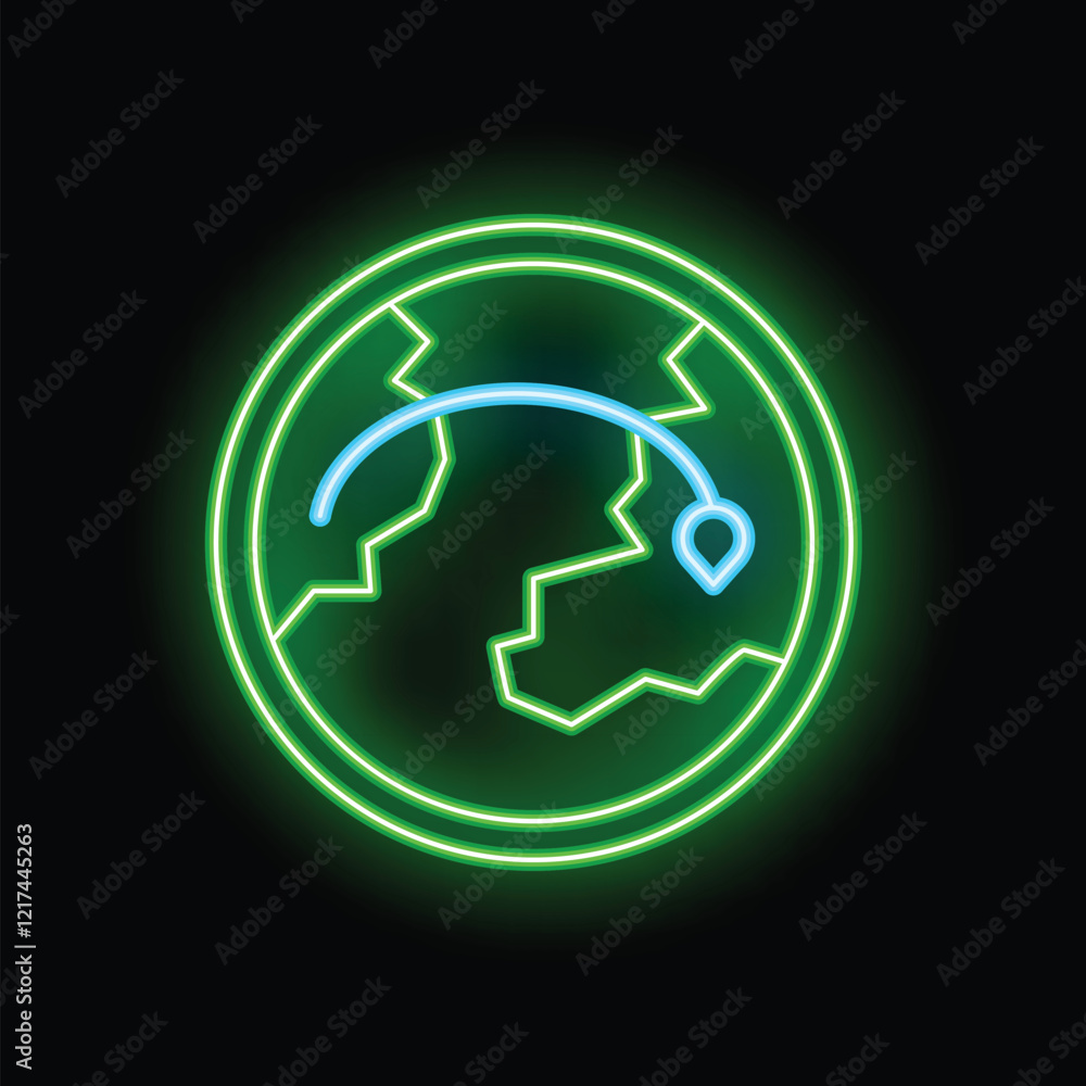 Neon sign representing global warming with the earth cracking and burning Neon sign representing global warming with the earth cracking and burning