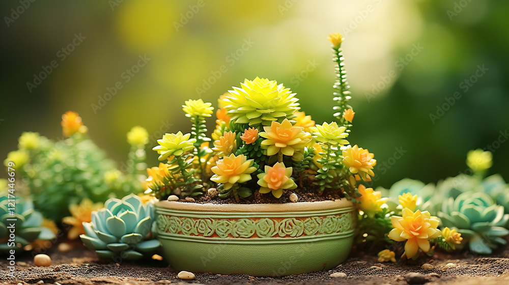 Stunning Succulent Display in a Potted Garden Stunning Succulent Display in a Potted Garden