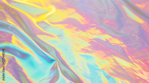 Vibrant holographic background with iridescent foil texture, suitable for modern design elements and wallpapers. photo