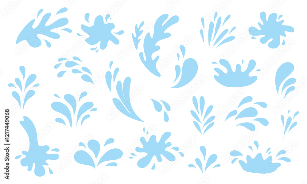 Blue water splash collection. Vector illustration Blue water splash collection. Vector illustration