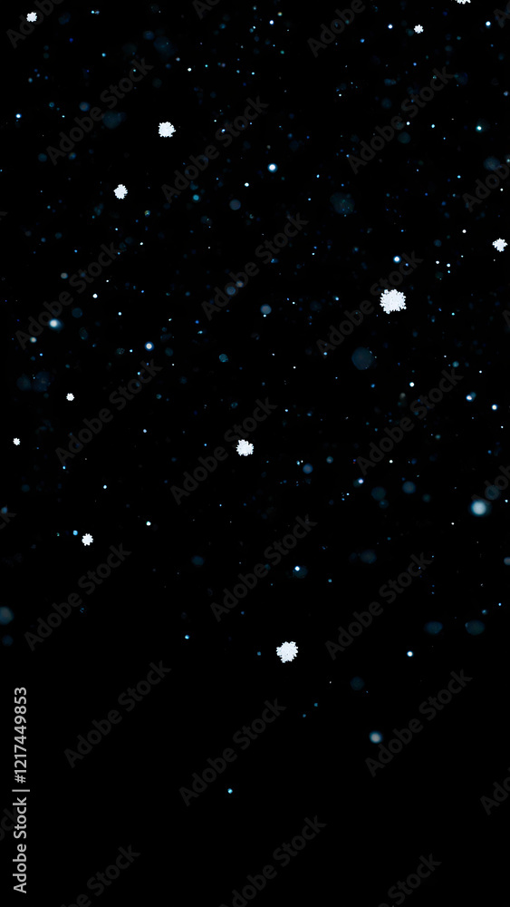 Isolated background, some Snowflakes floating in the air, black background Isolated background, some Snowflakes floating in the air, black background