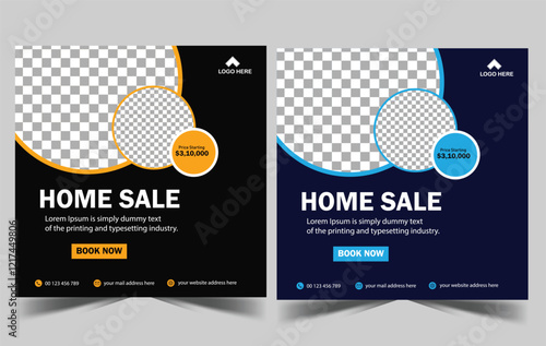 Minimalist furniture and home interior sale banner or social media post