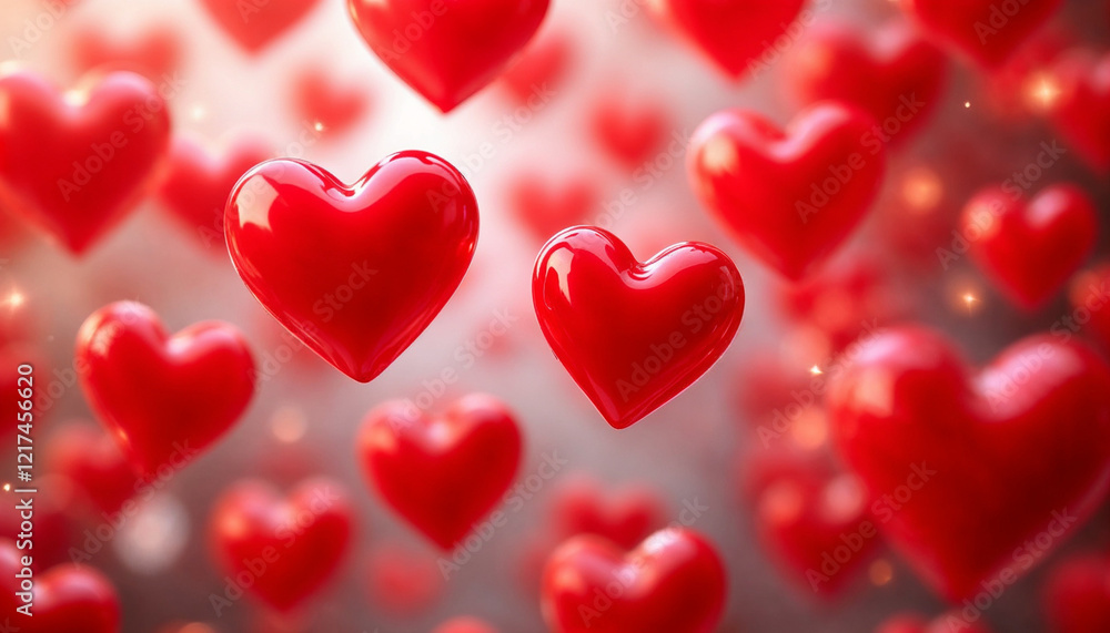 Colorful hearts floating in the air create a romantic atmosphere for special occasions and celebrations in vibrant settings