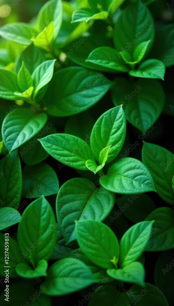 Dense emerald green leaves, sunlight dappled, rich tones, lush, wallpaper, foliage Dense emerald green leaves, sunlight dappled, rich tones, lush, wallpaper, foliage