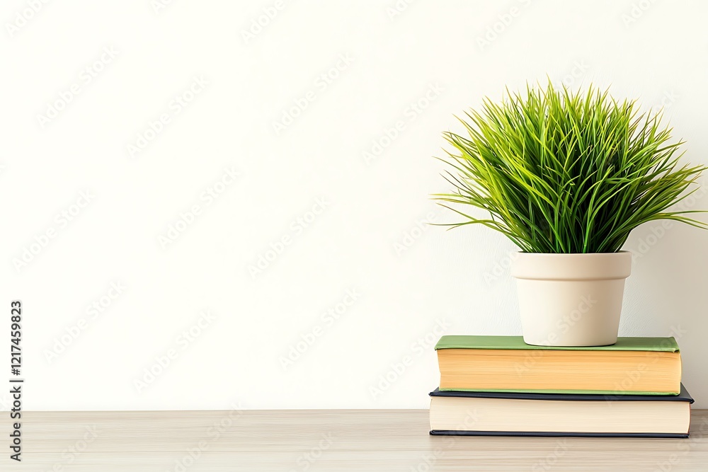 Simple Home Decor with Books and Plant Simple Home Decor with Books and Plant