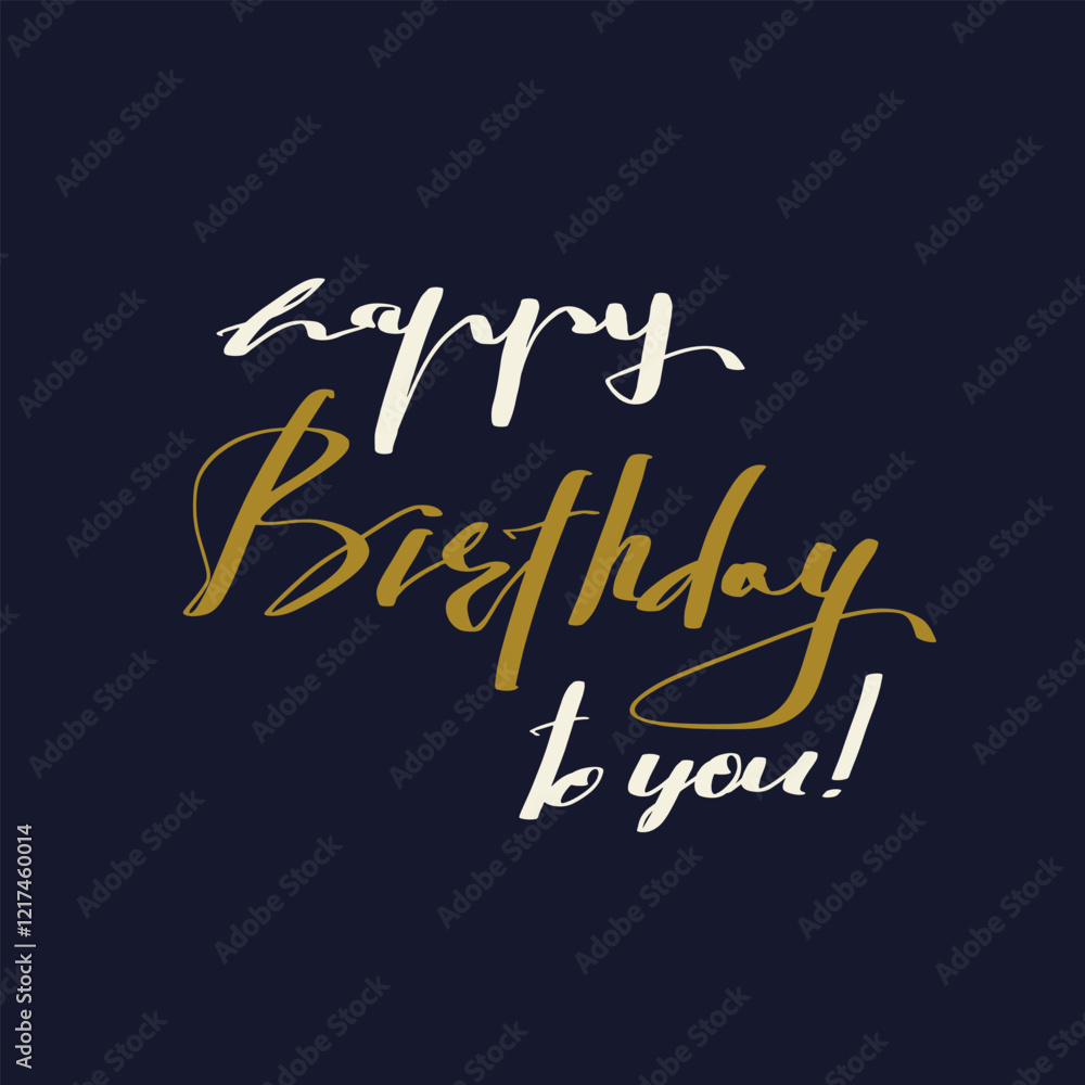 Lettering Happy Birthday text on black background. Beautiful Happy Birthday text vector, Happy Birthday text template. Vector illustration. Lettering Happy Birthday text on black background. Beautiful Happy Birthday text vector, Happy Birthday text template. Vector illustration.