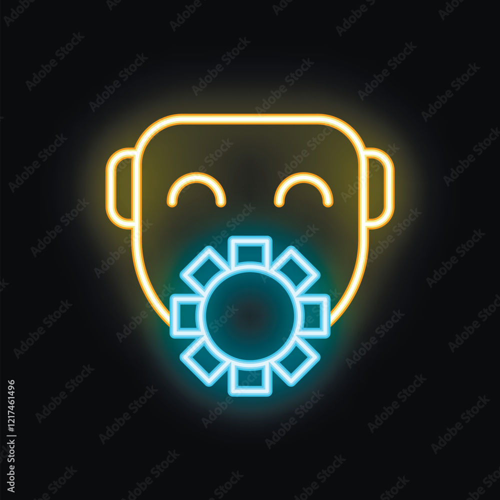 Neon glowing icon of a chatbot talking about artificial intelligence Neon glowing icon of a chatbot talking about artificial intelligence