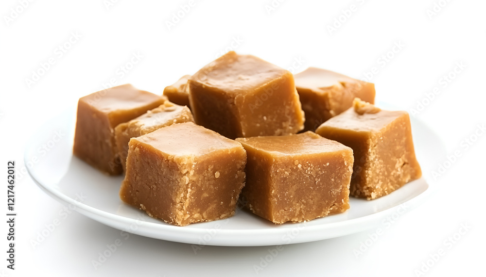 Plate with tasty peanut bars (kozinaki) isolated on white Plate with tasty peanut bars (kozinaki) isolated on white