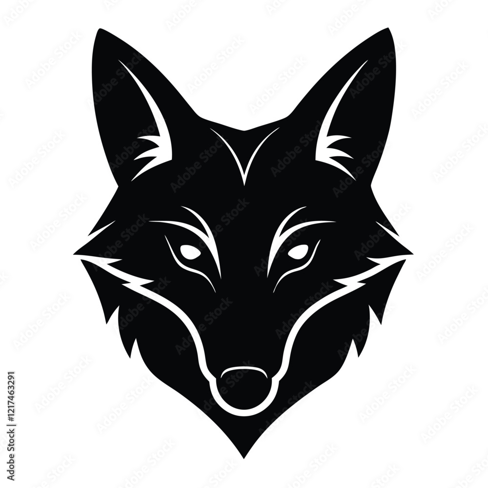 Obraz premium Coyote Head Silhouette Vector Art and Black Coyote Head Design Illustration