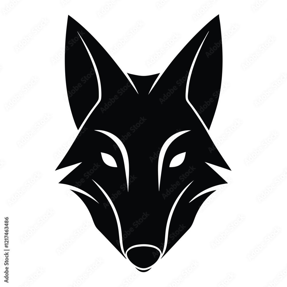 Fototapeta premium Jackal Head Silhouette Vector Art and Black Color Design Illustration