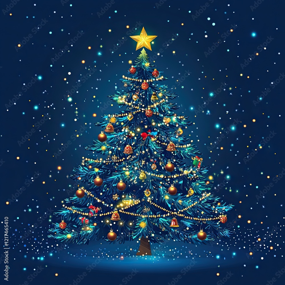 New year, Merry Christmas, congratulations card in computer tech design with a blue background including a lighted Christmas tree and decorations. Christmas card template View Less New year, Merry Christmas, congratulations card in computer tech design with a blue background including a lighted Christmas tree and decorations. Christmas card template View Less