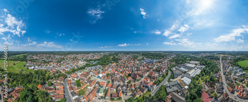 Die mittelfränkische Kreisstadt Roth in der Metropolregion Nürnberg von oben photo