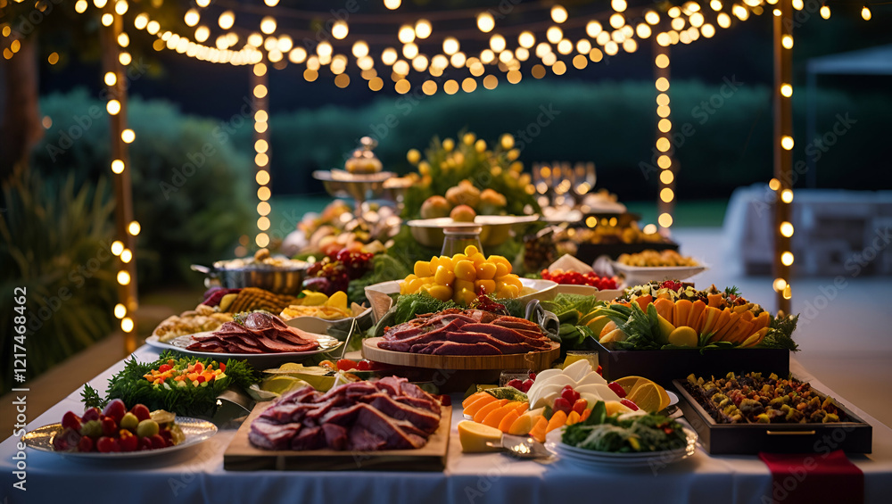 Buffet Dinner Dining Food Christmas Celebration Party ai genrative Buffet Dinner Dining Food Christmas Celebration Party ai genrative