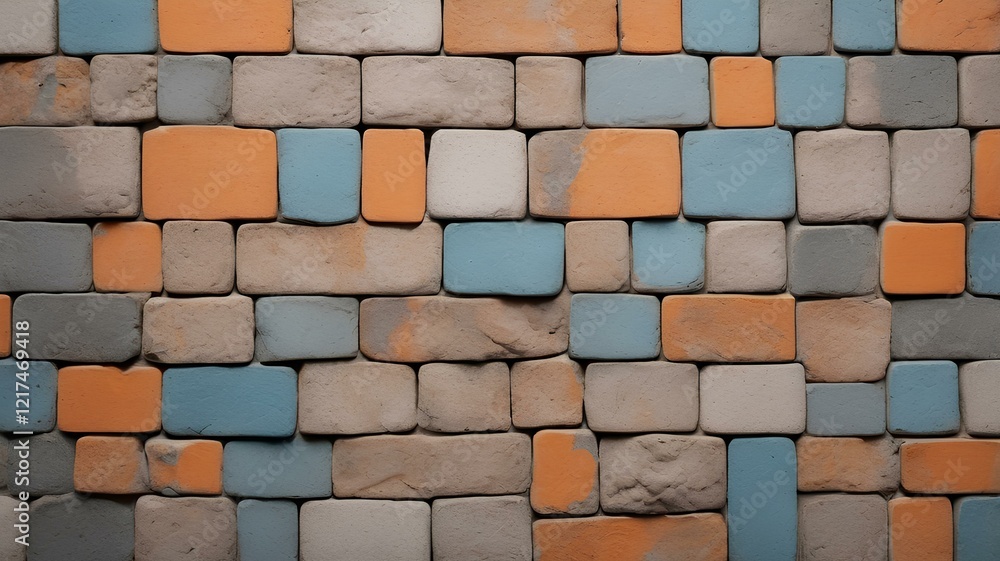 Fototapeta premium Colorful Brick Wall Pattern Abstract Texture Background