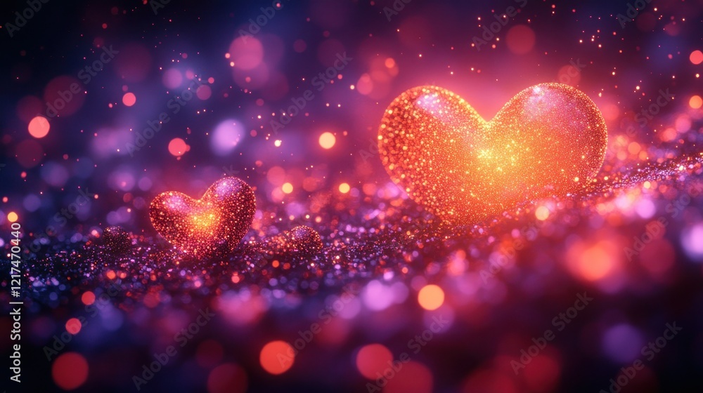 Sparkling hearts, bokeh background, love, Valentine's Day Sparkling hearts, bokeh background, love, Valentine's Day