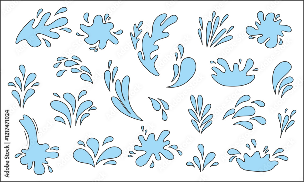 Fototapeta premium Blue water splash set. Vector illustration