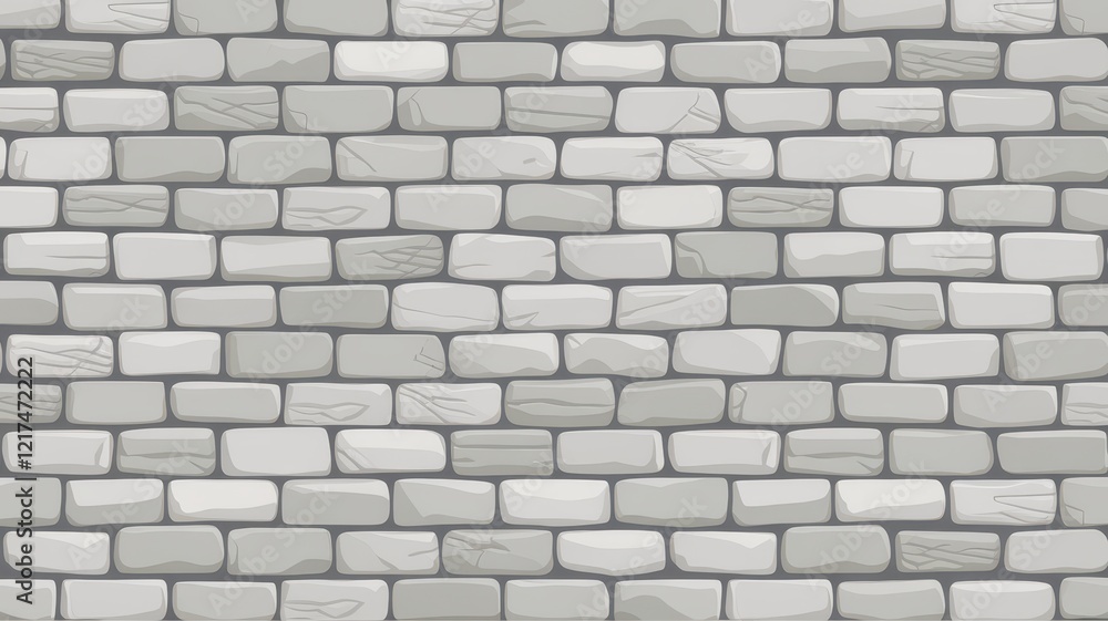 Naklejka premium A textured grey brick wall featuring various shades of soft grey, providing a modern and minimalist backdrop for any design project.