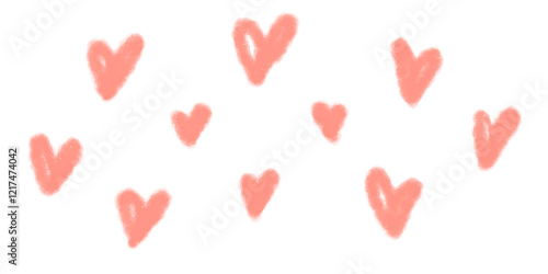 Set of pink watercolor hearts in vector. Texture illustration with love and relationship concept for Mother's Day, for lovers and friendship. 
