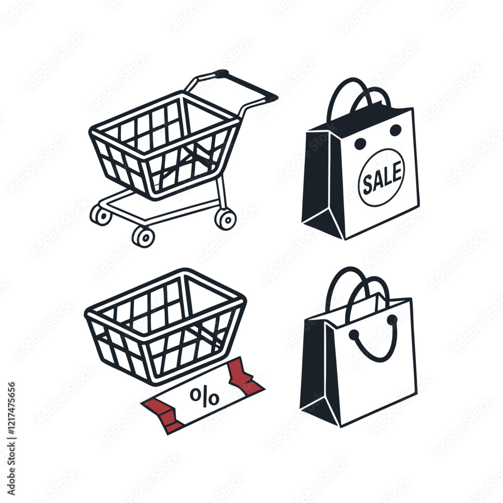 E-commerce and shopping icon vector illustration in white background E-commerce and shopping icon vector illustration in white background