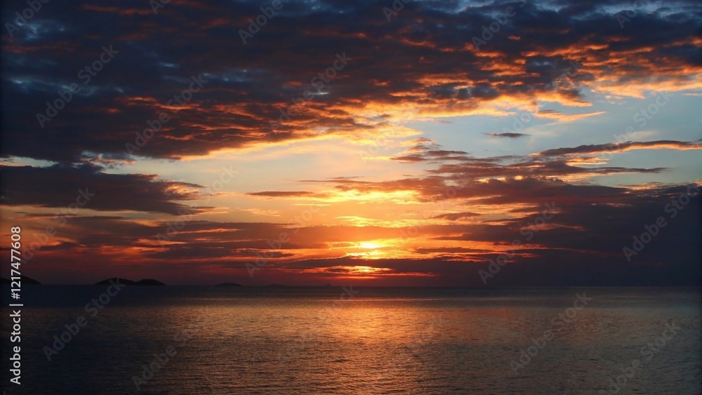 Fototapeta premium Calm Blue Sea During Golden Hour