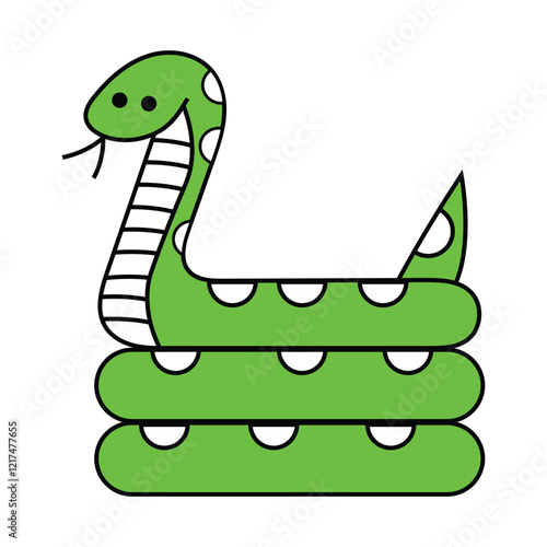 Beautiful snake vector line art illustration.