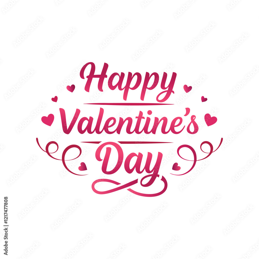 Fototapeta premium Lettering & Typography of Happy Valentine’s Day Vector Illustration, Romantic Design Art.